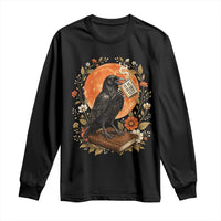 Is He Dead Yet Raven Drinking Coffee Long Sleeve Shirt Vintage Book Political Dark Humor
