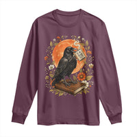 Is He Dead Yet Raven Drinking Coffee Long Sleeve Shirt Vintage Book Political Dark Humor