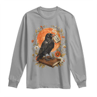 Is He Dead Yet Raven Drinking Coffee Long Sleeve Shirt Vintage Book Political Dark Humor