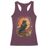 Is He Dead Yet Raven Drinking Coffee Racerback Tank Top Vintage Book Political Dark Humor