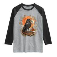 Is He Dead Yet Raven Drinking Coffee Raglan Shirt Vintage Book Political Dark Humor