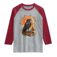 Is He Dead Yet Raven Drinking Coffee Raglan Shirt Vintage Book Political Dark Humor
