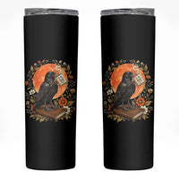 Is He Dead Yet Raven Drinking Coffee Skinny Tumbler Vintage Book Political Dark Humor
