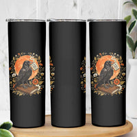 Is He Dead Yet Raven Drinking Coffee Skinny Tumbler Vintage Book Political Dark Humor