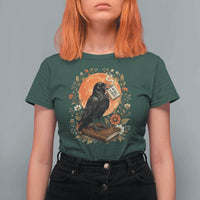 Is He Dead Yet Raven Drinking Coffee T Shirt For Women Vintage Book Political Dark Humor