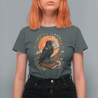 Is He Dead Yet Raven Drinking Coffee T Shirt For Women Vintage Book Political Dark Humor