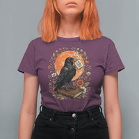 Is He Dead Yet Raven Drinking Coffee T Shirt For Women Vintage Book Political Dark Humor