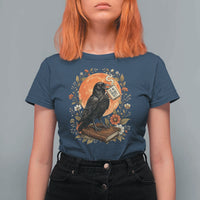 Is He Dead Yet Raven Drinking Coffee T Shirt For Women Vintage Book Political Dark Humor