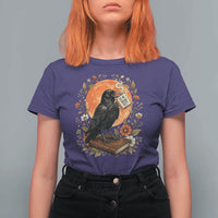 Is He Dead Yet Raven Drinking Coffee T Shirt For Women Vintage Book Political Dark Humor