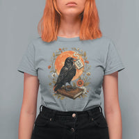 Is He Dead Yet Raven Drinking Coffee T Shirt For Women Vintage Book Political Dark Humor