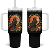 Is He Dead Yet Raven Drinking Coffee Tumbler With Handle Vintage Book Political Dark Humor