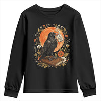 Is He Dead Yet Raven Drinking Coffee Youth Sweatshirt Vintage Book Political Dark Humor