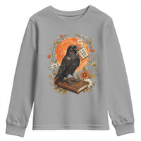 Is He Dead Yet Raven Drinking Coffee Youth Sweatshirt Vintage Book Political Dark Humor