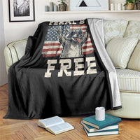 Feral But Free Funny Raccoon Patriotic Throw Blanket Cool American Flag Sunglasses Rock On Hand Signs Vintage USA Flag