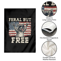 Feral But Free Funny Raccoon Patriotic Garden Flag Cool American Flag Sunglasses Rock On Hand Signs Vintage USA Flag