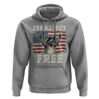 Feral But Free Funny Raccoon Patriotic Hoodie Cool American Flag Sunglasses Rock On Hand Signs Vintage USA Flag