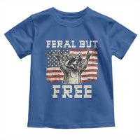 Feral But Free Funny Raccoon Patriotic Toddler T Shirt Cool American Flag Sunglasses Rock On Hand Signs Vintage USA Flag