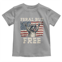 Feral But Free Funny Raccoon Patriotic Toddler T Shirt Cool American Flag Sunglasses Rock On Hand Signs Vintage USA Flag