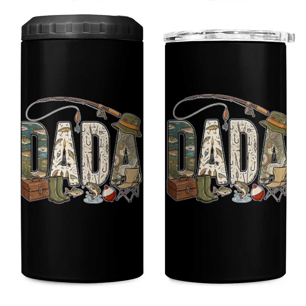 Best Fishing Dada Retro Vintage Outdoorsman 4 in 1 Can Cooler Tumbler Bass Angler Dad Fisherman Fathers Day Gift for Men