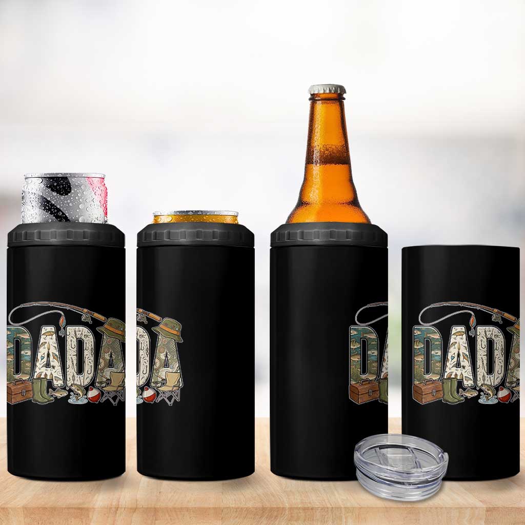 Best Fishing Dada Retro Vintage Outdoorsman 4 in 1 Can Cooler Tumbler Bass Angler Dad Fisherman Fathers Day Gift for Men
