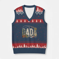 Best Fishing Dada Retro Vintage Outdoorsman V-Neck Knit Sweater Vest Bass Angler Dad Fisherman Fathers Day Gift for Men