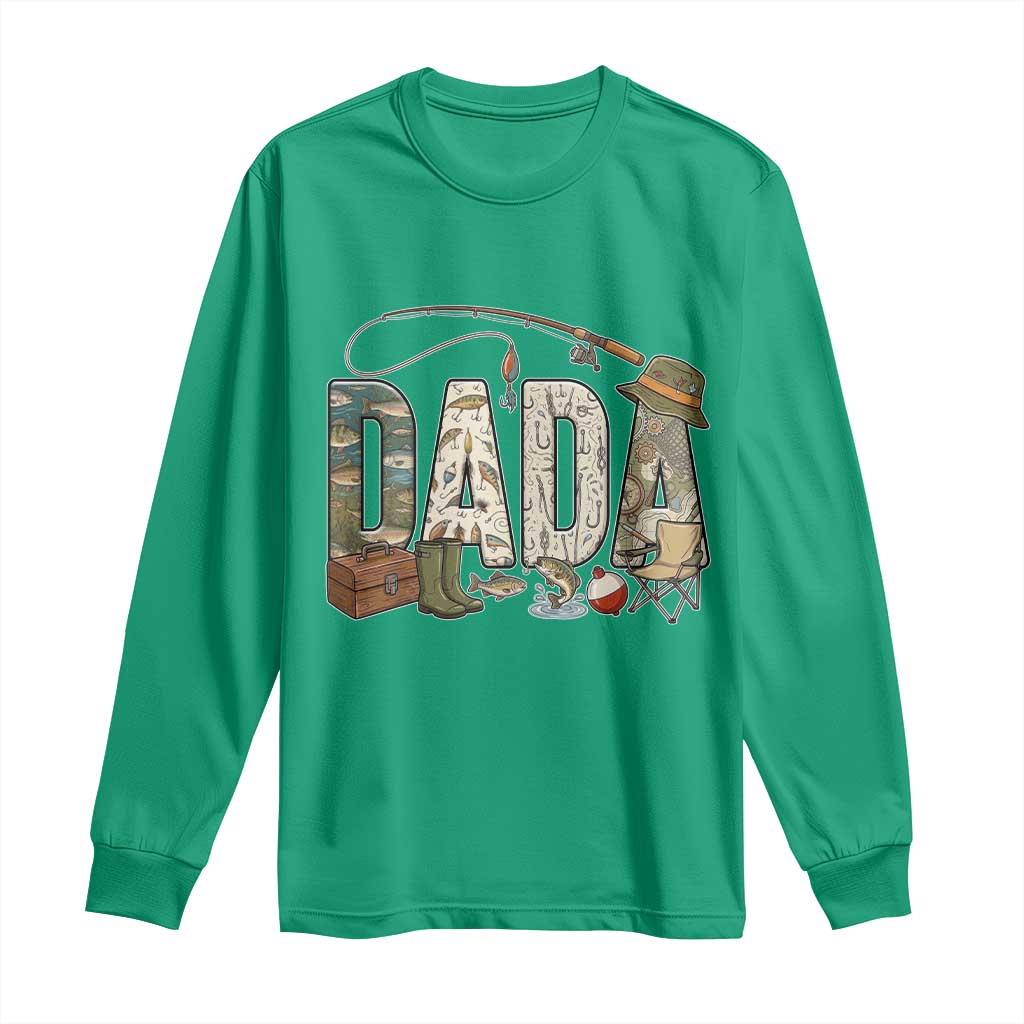 Best Fishing Dada Retro Vintage Outdoorsman Long Sleeve Shirt Bass Angler Dad Fisherman Fathers Day Gift for Men
