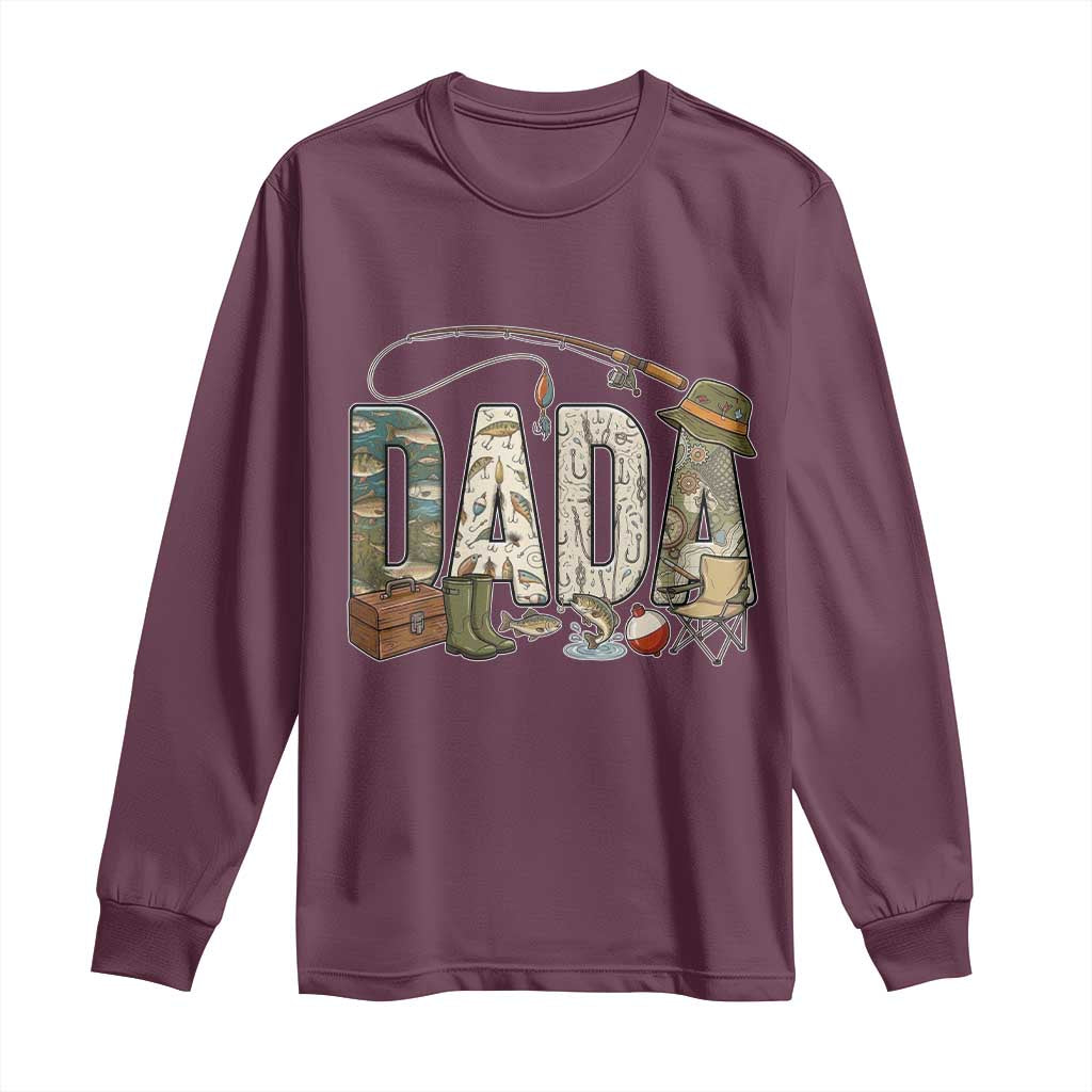 Best Fishing Dada Retro Vintage Outdoorsman Long Sleeve Shirt Bass Angler Dad Fisherman Fathers Day Gift for Men