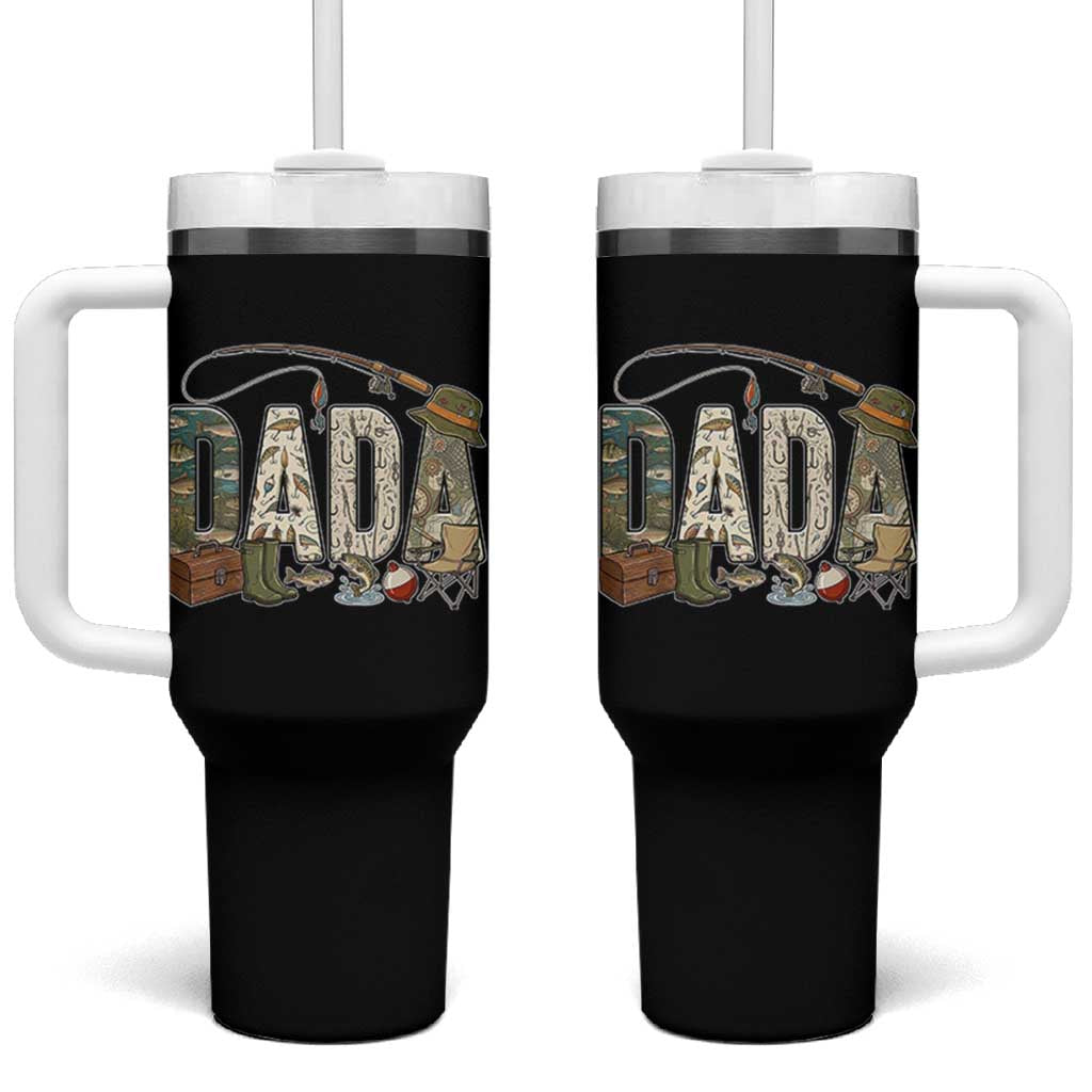 Best Fishing Dada Retro Vintage Outdoorsman Tumbler With Handle Bass Angler Dad Fisherman Fathers Day Gift for Men
