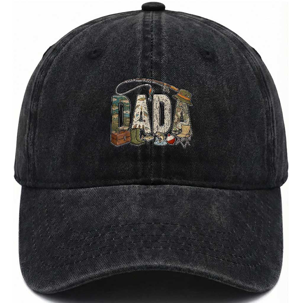 Best Fishing Dada Retro Vintage Outdoorsman Washed Cotton Baseball Cap Bass Angler Dad Fisherman Fathers Day Gift for Men