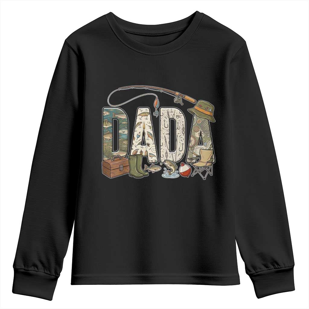 Best Fishing Dada Retro Vintage Outdoorsman Youth Sweatshirt Bass Angler Dad Fisherman Fathers Day Gift for Men