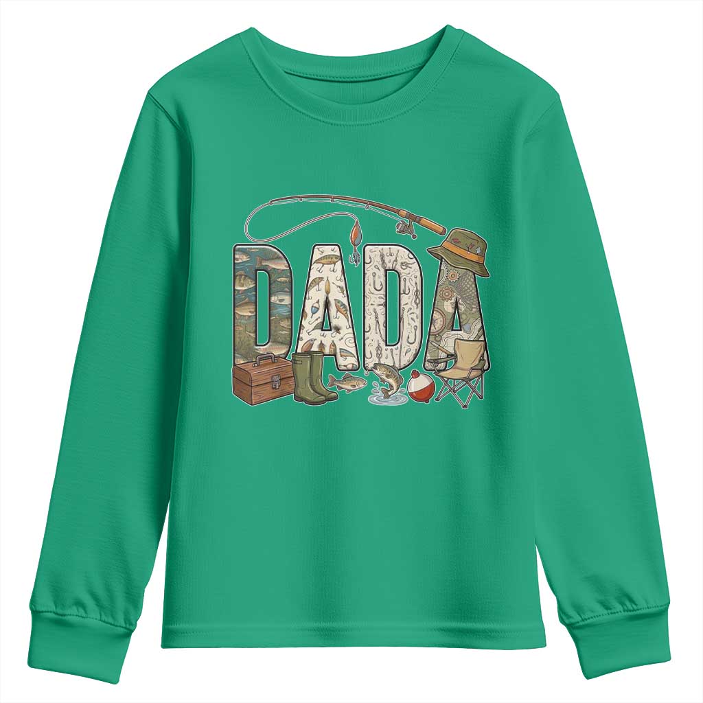 Best Fishing Dada Retro Vintage Outdoorsman Youth Sweatshirt Bass Angler Dad Fisherman Fathers Day Gift for Men