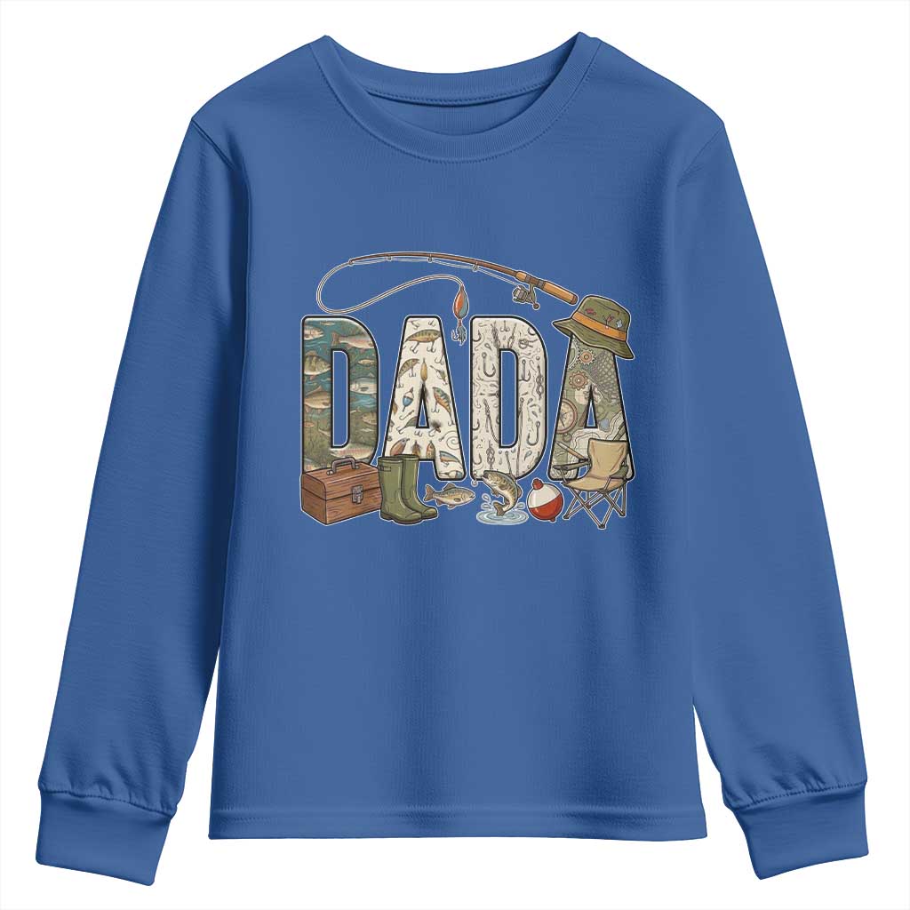 Best Fishing Dada Retro Vintage Outdoorsman Youth Sweatshirt Bass Angler Dad Fisherman Fathers Day Gift for Men