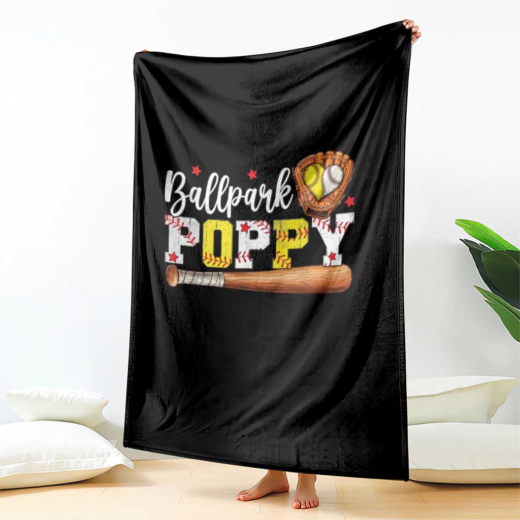 Ballpark Poppy Baseball and Softball Grandpa Throw Blanket Sports Grandfather Game Day Birthday Gifts