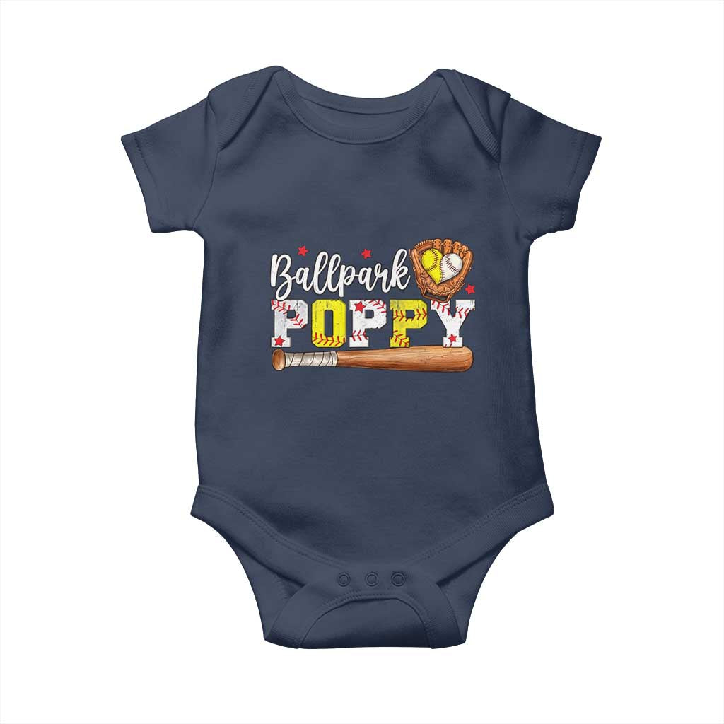 Ballpark Poppy Baseball and Softball Grandpa Baby Onesie Sports Grandfather Game Day Birthday Gifts