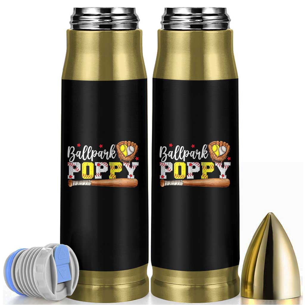 Ballpark Poppy Baseball and Softball Grandpa Bullet Tumbler Sports Grandfather Game Day Birthday Gifts