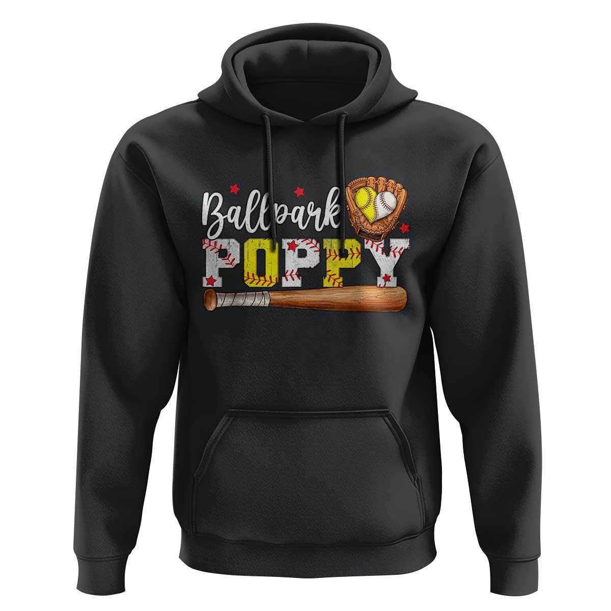 Ballpark Poppy Baseball and Softball Grandpa Hoodie Sports Grandfather Game Day Birthday Gifts