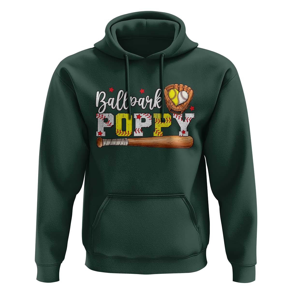 Ballpark Poppy Baseball and Softball Grandpa Hoodie Sports Grandfather Game Day Birthday Gifts