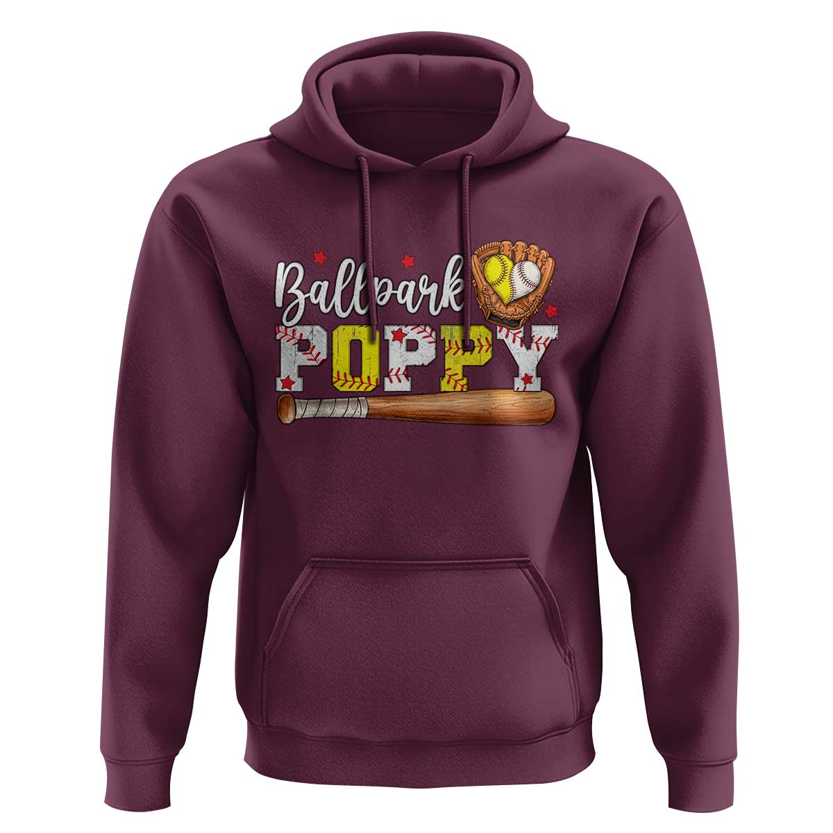 Ballpark Poppy Baseball and Softball Grandpa Hoodie Sports Grandfather Game Day Birthday Gifts