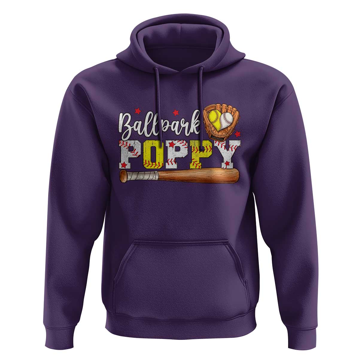 Ballpark Poppy Baseball and Softball Grandpa Hoodie Sports Grandfather Game Day Birthday Gifts