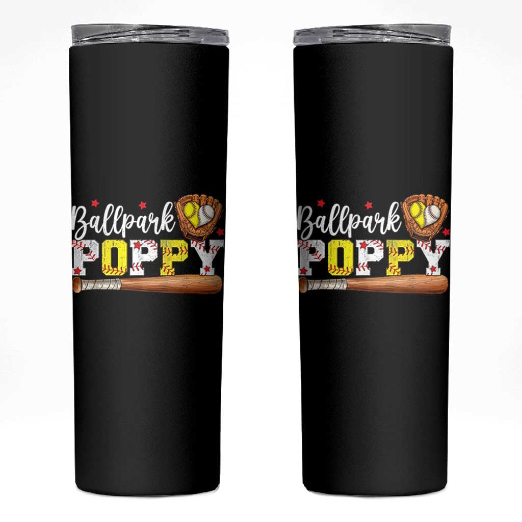 Ballpark Poppy Baseball and Softball Grandpa Skinny Tumbler Sports Grandfather Game Day Birthday Gifts