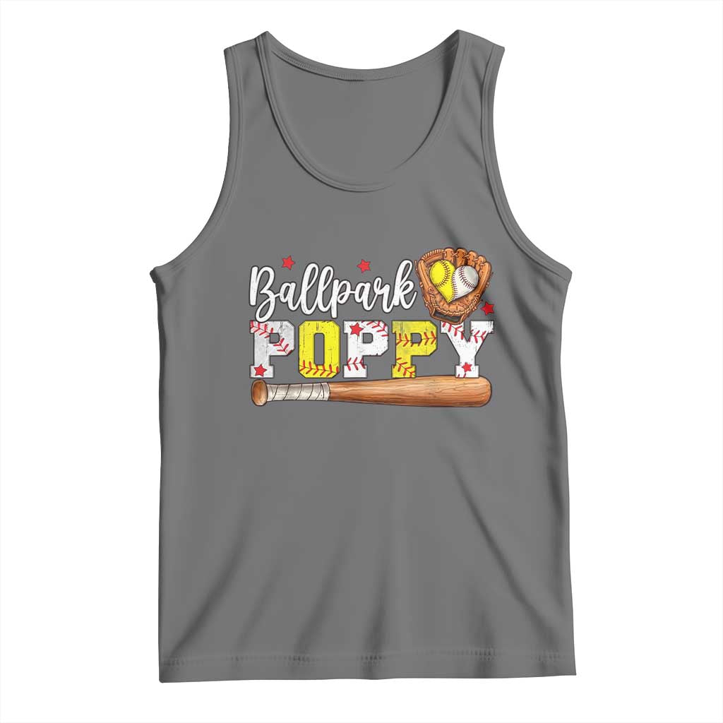 Ballpark Poppy Baseball and Softball Grandpa Tank Top Sports Grandfather Game Day Birthday Gifts