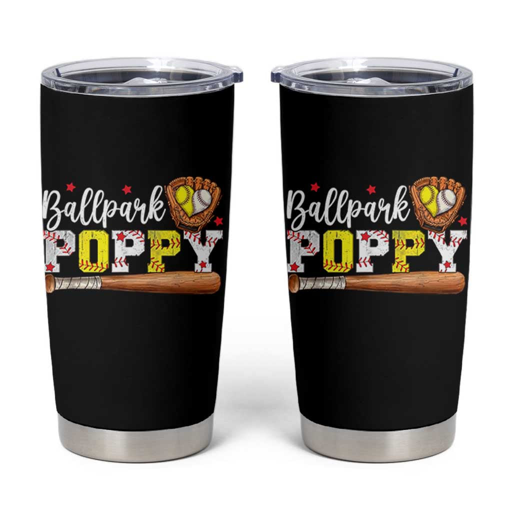 Ballpark Poppy Baseball and Softball Grandpa Tumbler Cup Sports Grandfather Game Day Birthday Gifts