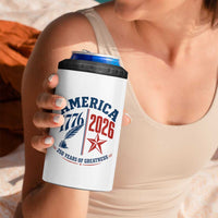 America 250 Years of Greatness Patriotic 4 in 1 Can Cooler Tumbler Vintage 1776 to 2026 Quill and Star Semiquincentennial