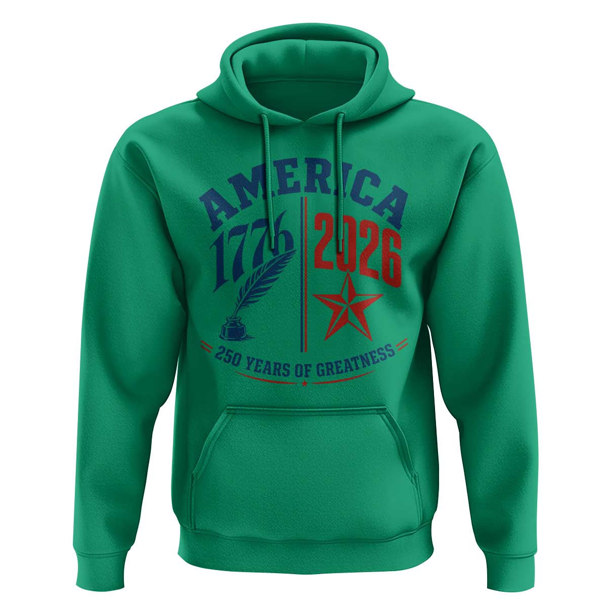America 250 Years of Greatness Patriotic Hoodie Vintage 1776 to 2026 Quill and Star Semiquincentennial