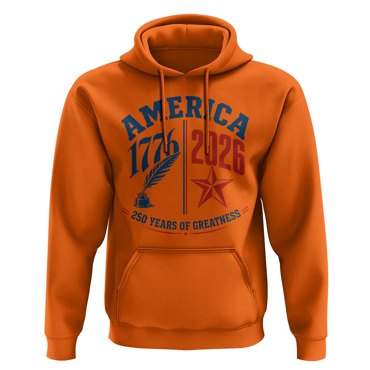 America 250 Years of Greatness Patriotic Hoodie Vintage 1776 to 2026 Quill and Star Semiquincentennial