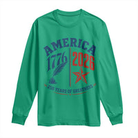 America 250 Years of Greatness Patriotic Long Sleeve Shirt Vintage 1776 to 2026 Quill and Star Semiquincentennial