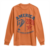 America 250 Years of Greatness Patriotic Long Sleeve Shirt Vintage 1776 to 2026 Quill and Star Semiquincentennial