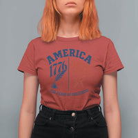 America 250 Years of Greatness Patriotic T Shirt For Women Vintage 1776 to 2026 Quill and Star Semiquincentennial