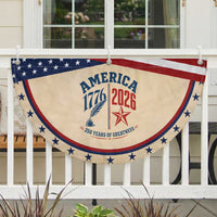 America 250 Years of Greatness Patriotic Fan Flag Vintage 1776 to 2026 Quill and Star Semiquincentennial