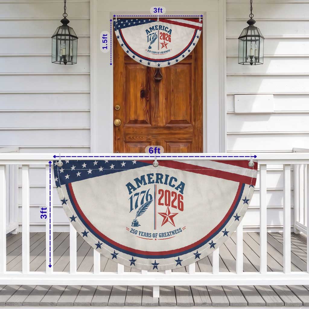 America 250 Years of Greatness Patriotic Fan Flag Vintage 1776 to 2026 Quill and Star Semiquincentennial